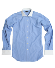 Blue White Stripe Broadcloth Men's Dress Shirt 