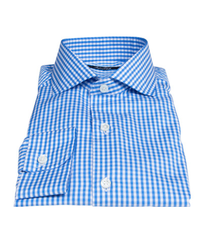 Small Light Blue Japanese Gingham Fitted Dress Shirt 