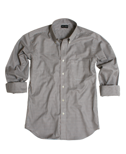 Hazelnut Teal Gingham Twill Men's Dress Shirt 