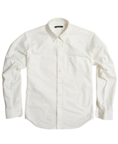 White Heavy Oxford Cloth Men's Dress Shirt 