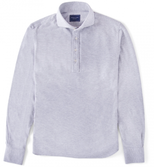 Grey Melange Long Sleeve Polo by Proper Cloth