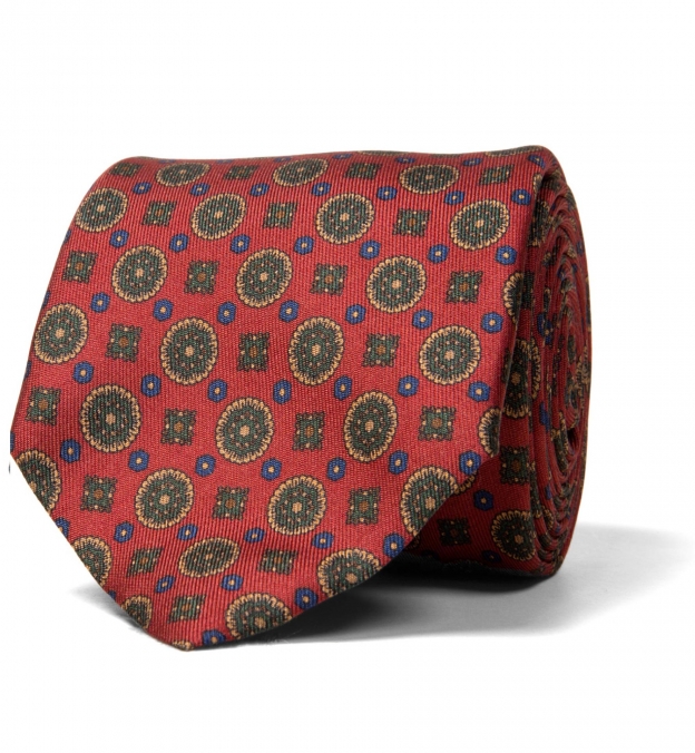 Lazio Terra Cotta Medallion Print Tie by Proper Cloth