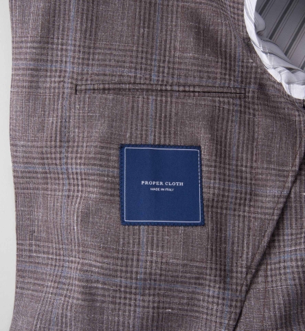 Beige Glen Plaid Slub Genova Jacket by Proper Cloth