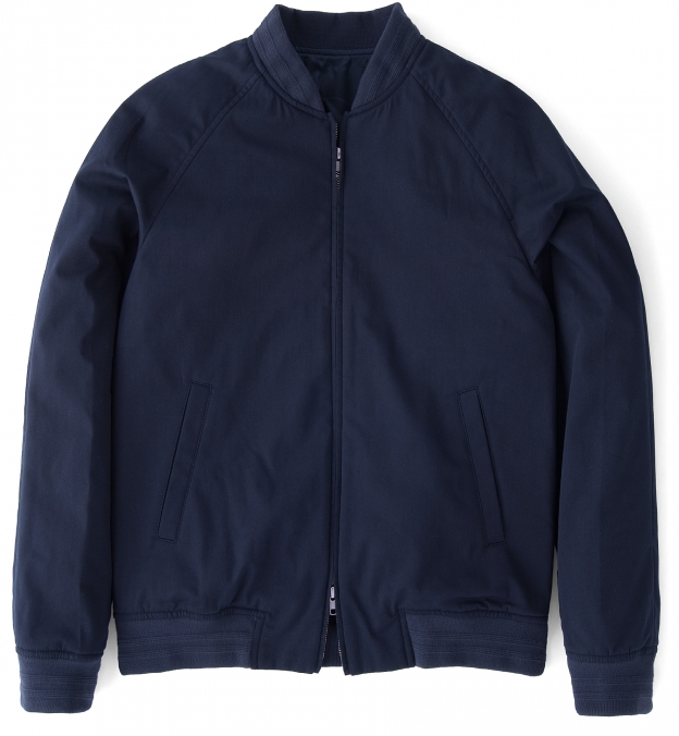 Mercer Navy Cotton Bomber Jacket by Proper Cloth