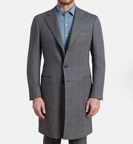 Bleecker Grey Herringbone Wool and Cashmere Coat by Proper Cloth