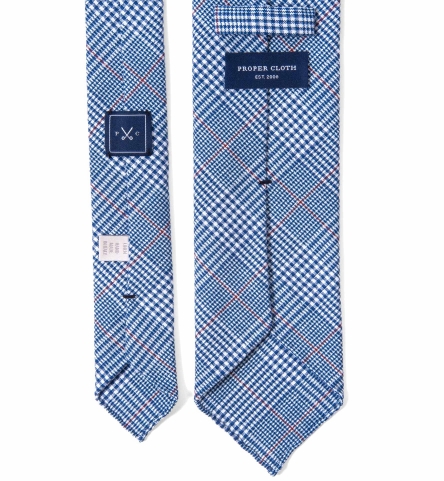 Sorrento Blue Linen Glen Plaid Tie by Proper Cloth