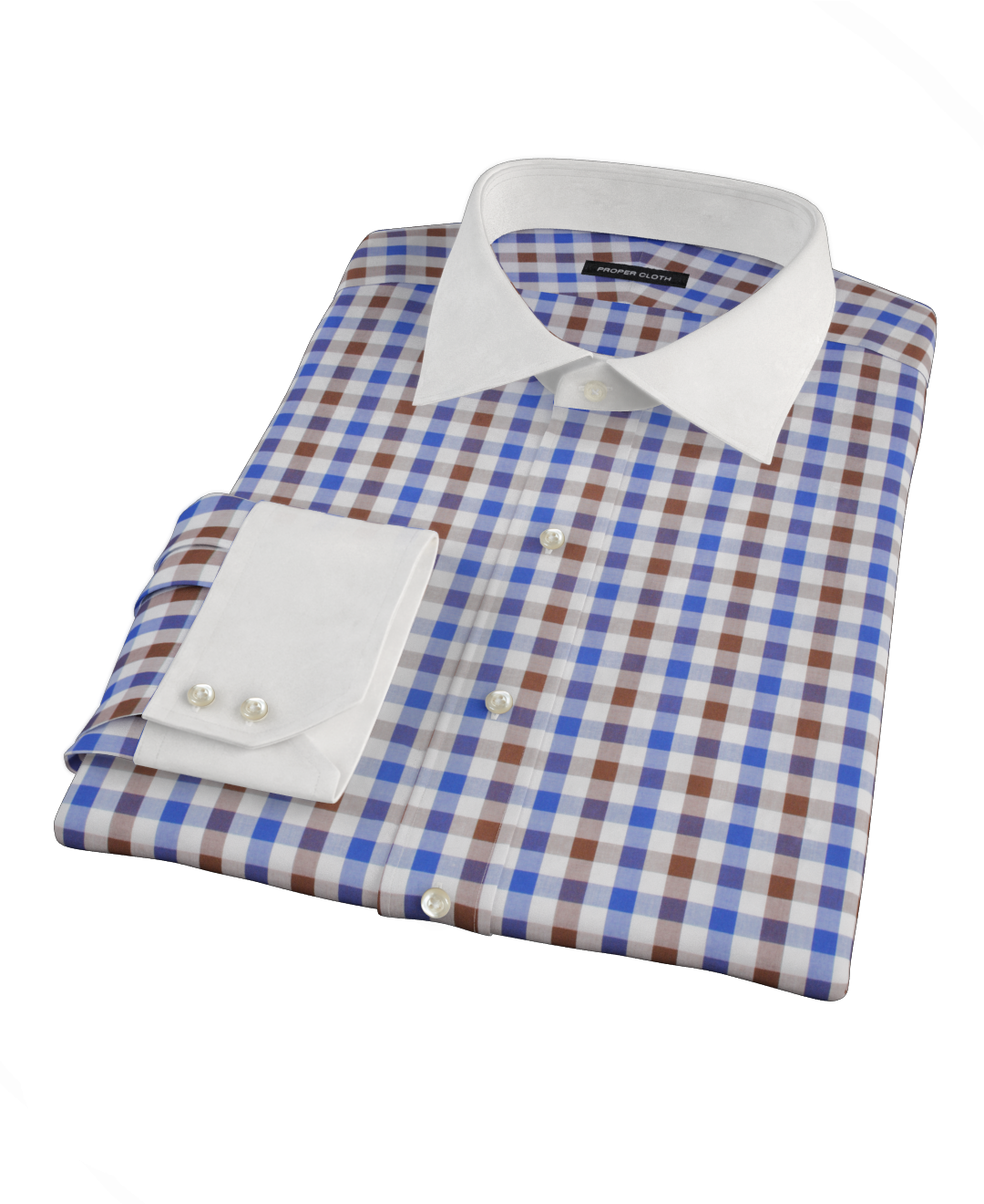 Blue and Brown Large Gingham Custom Made Shirt by Proper Cloth