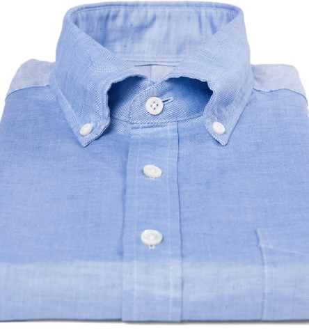 Canclini Blue Cotton Linen Oxford Dress Shirt by Proper Cloth