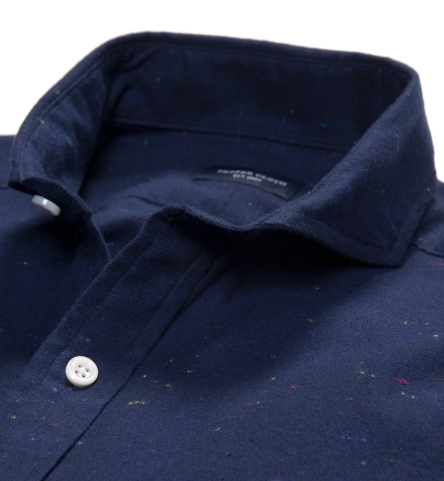 Japanese Navy Donegal Flannel Men's Dress Shirt by Proper Cloth