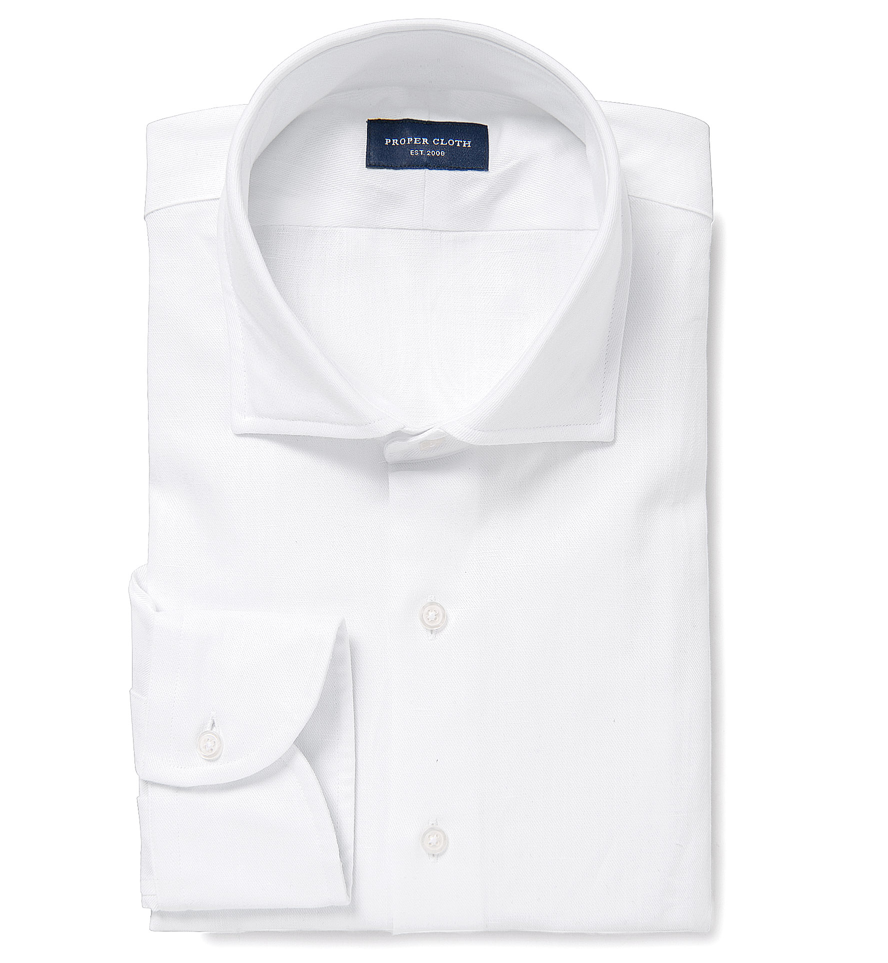 Thomas Mason White Cotton and Linen Denim Fitted Shirt by Proper Cloth