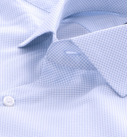 White and Light Blue Micro Print Dress Shirt by Proper Cloth