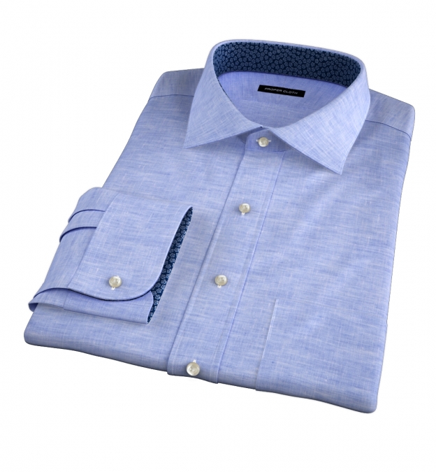 Grandi and Rubinelli Light Blue Linen Fitted Shirt by Proper Cloth