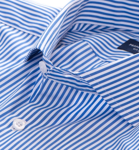 140s Blue Wrinkle-Resistant Bengal Stripe Men's Dress Shirt by Proper Cloth