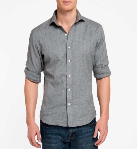 Canclini Grey Herringbone Beacon Flannel Custom Dress Shirt by Proper Cloth
