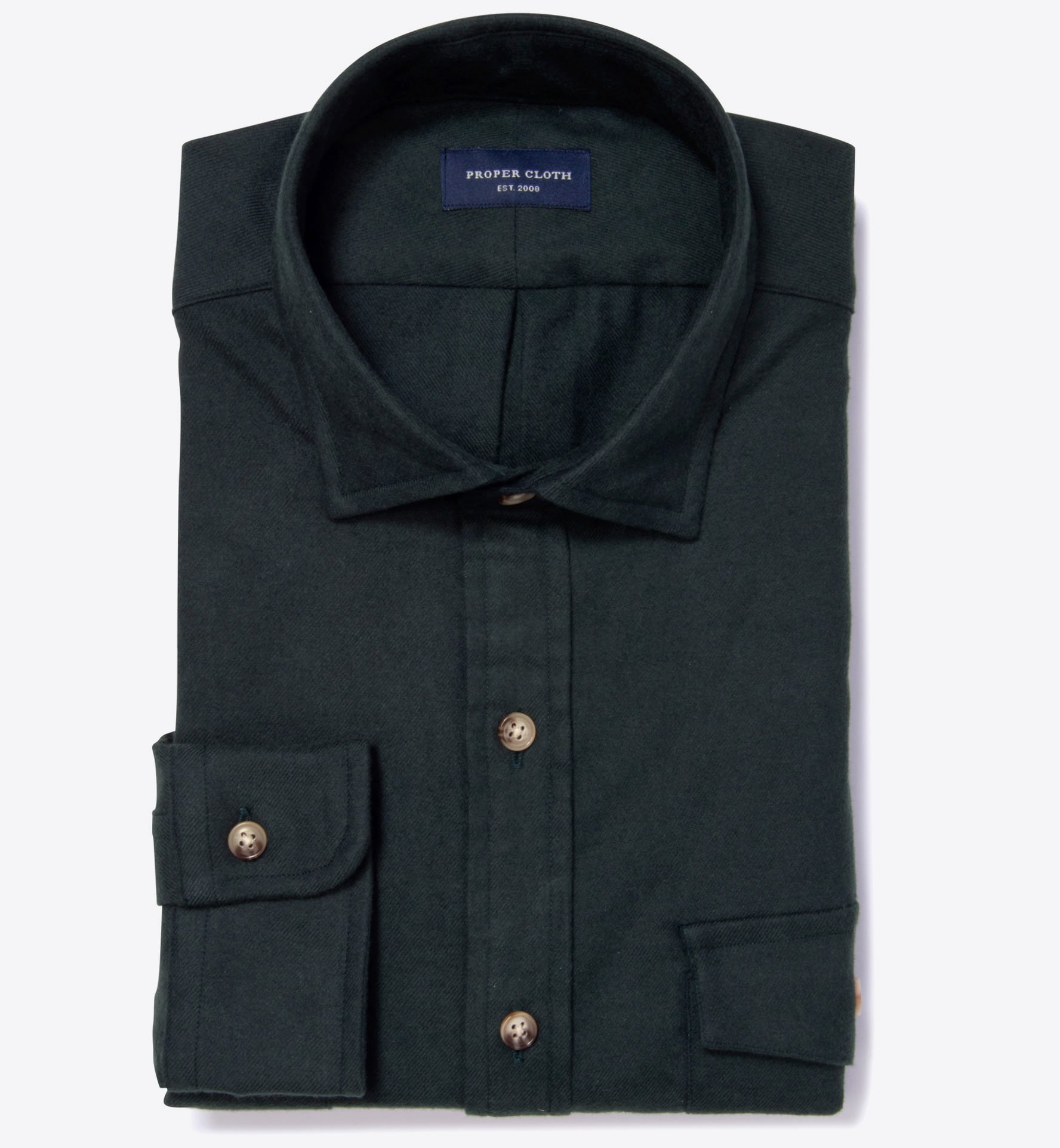 Teton Hunter Green Flannel Dress Shirt by Proper Cloth