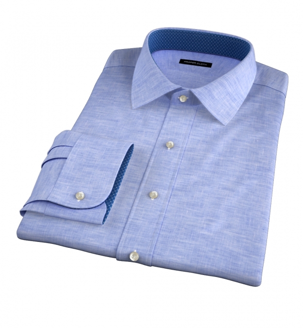 Grandi and Rubinelli Light Blue Linen Fitted Dress Shirt by Proper Cloth