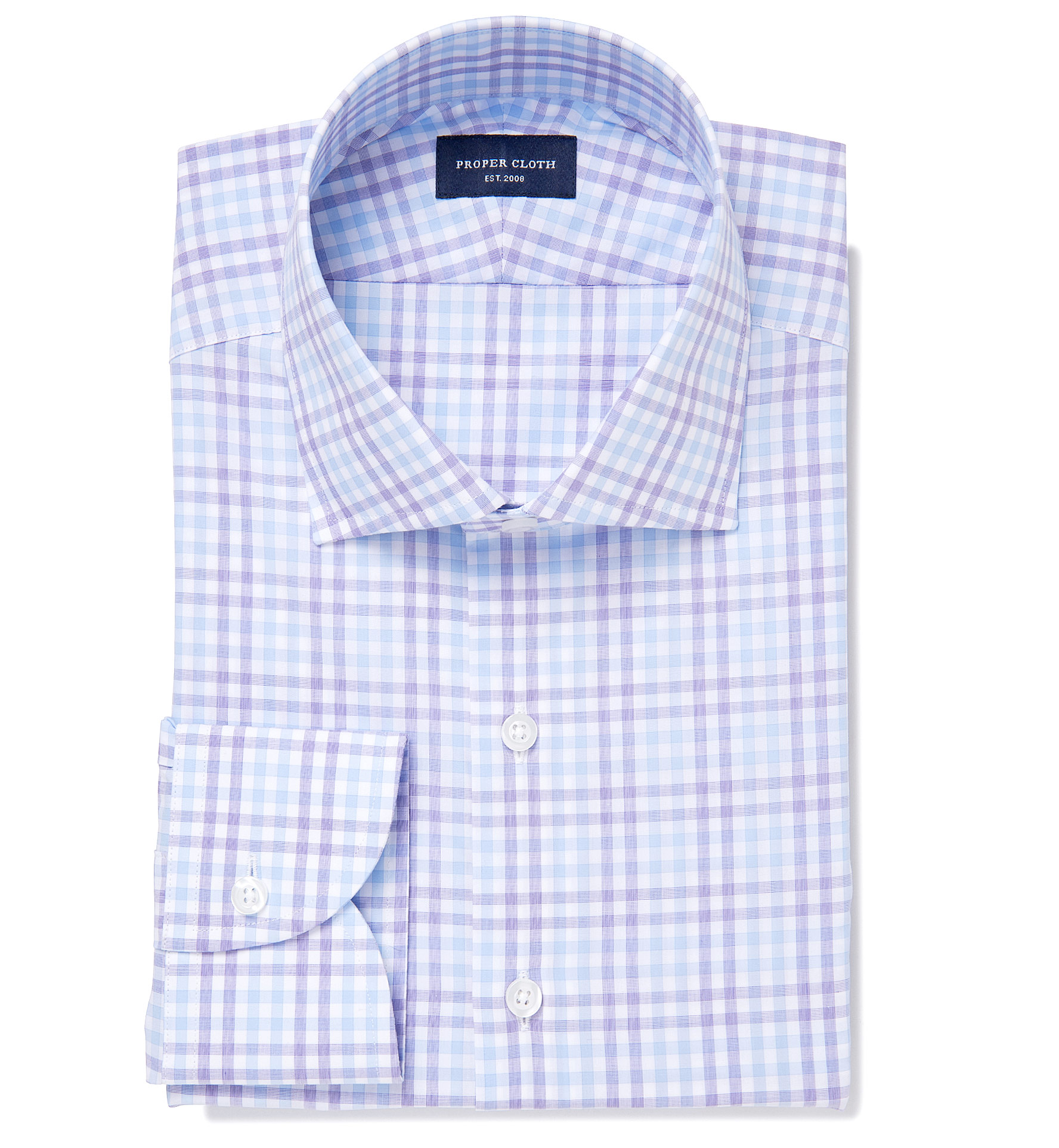 Adams Blue and Lavender Multi Check Men's Dress Shirt by Proper Cloth