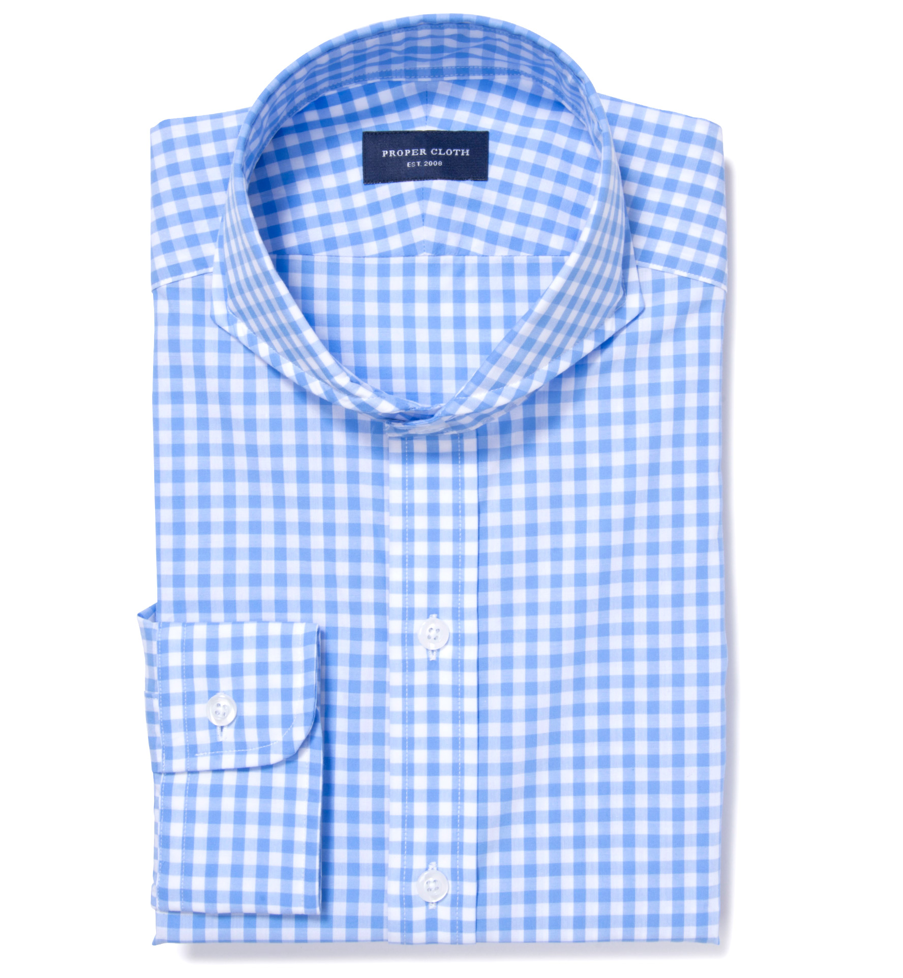 Light Blue Medium Gingham Custom Made Shirt by Proper Cloth