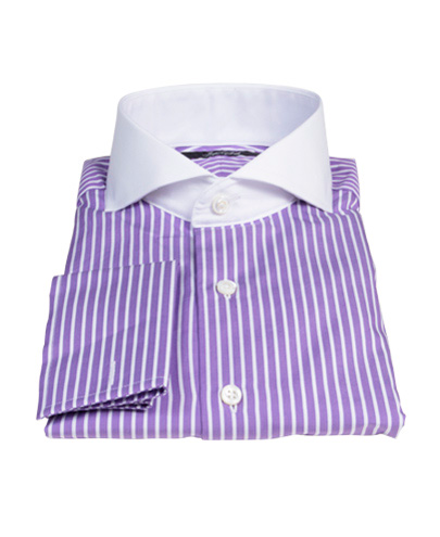 purple and white striped dress shirt