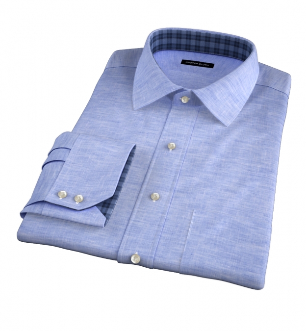 Grandi and Rubinelli Light Blue Linen Tailor Made Shirt by Proper Cloth