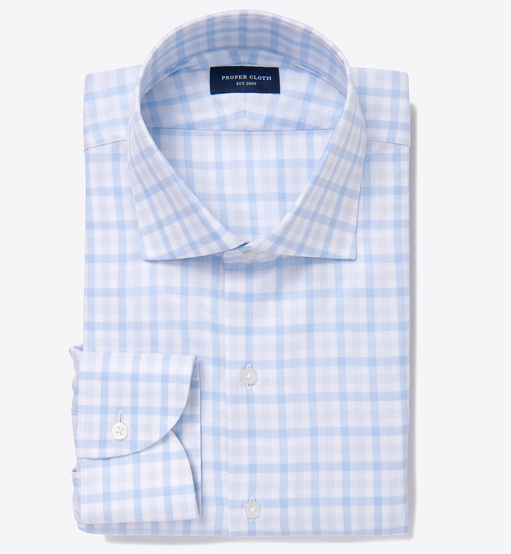 Lucca Grey and Sky Blue Multi Gingham Men's Dress Shirt by Proper Cloth
