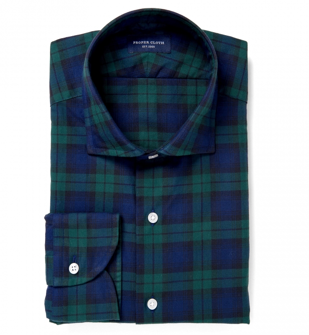 Moritz Lightweight Blackwatch Plaid Flannel Fitted Shirt by Proper Cloth