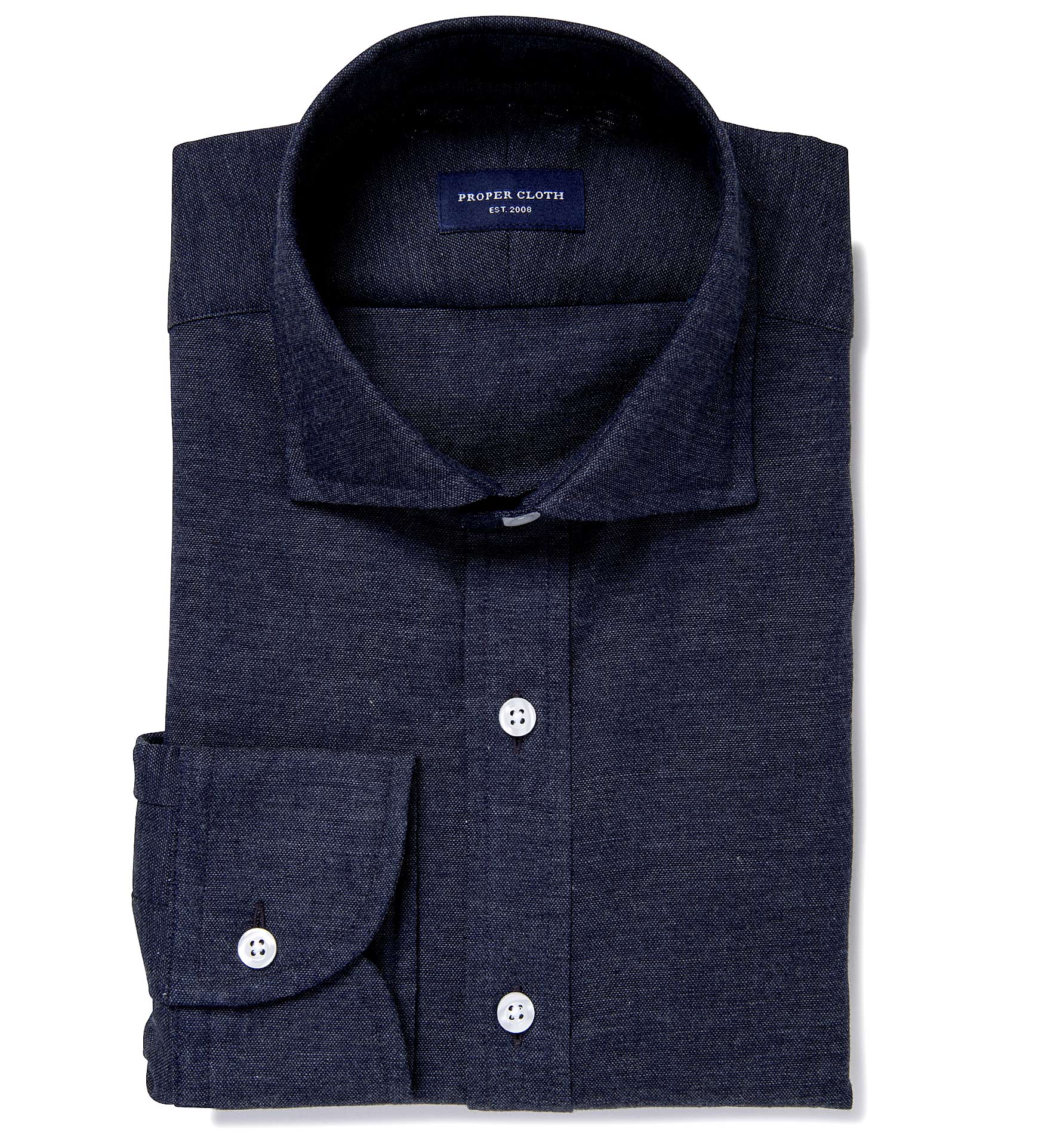 Japanese Dark Blue Chambray Fitted Shirt by Proper Cloth