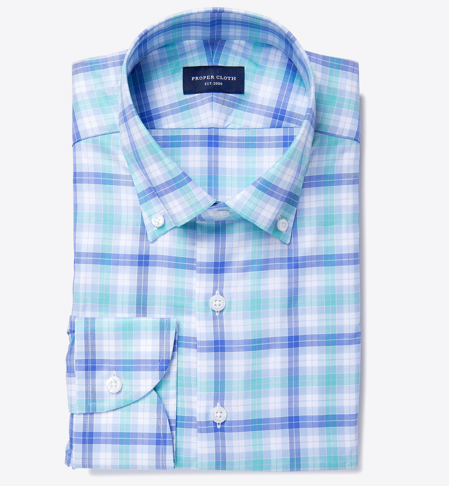 Lisbon Light Green Multi Check Tailor Made Shirt by Proper Cloth