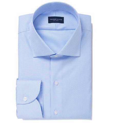 Mayfair Wrinkle-Resistant Light Blue Gingham Dress Shirt by Proper Cloth
