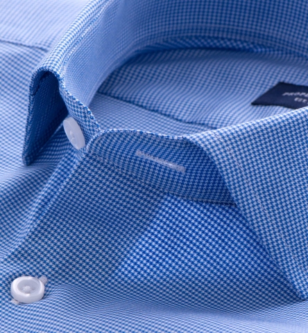 Morris Wrinkle-Resistant Blue Houndstooth Custom Made Shirt by Proper Cloth