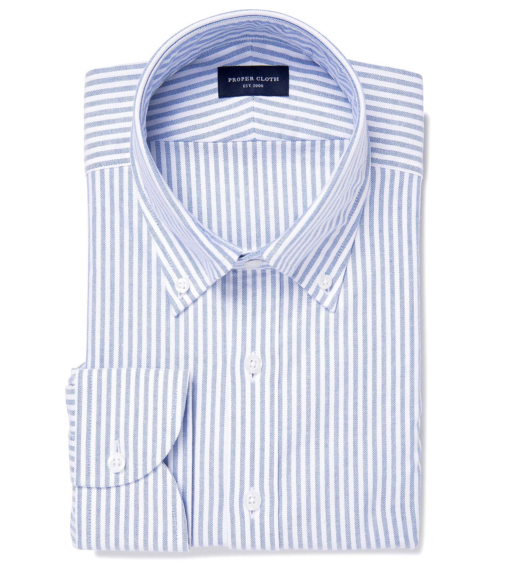 Blue University Stripe Heavy Oxford Custom Dress Shirt by Proper Cloth