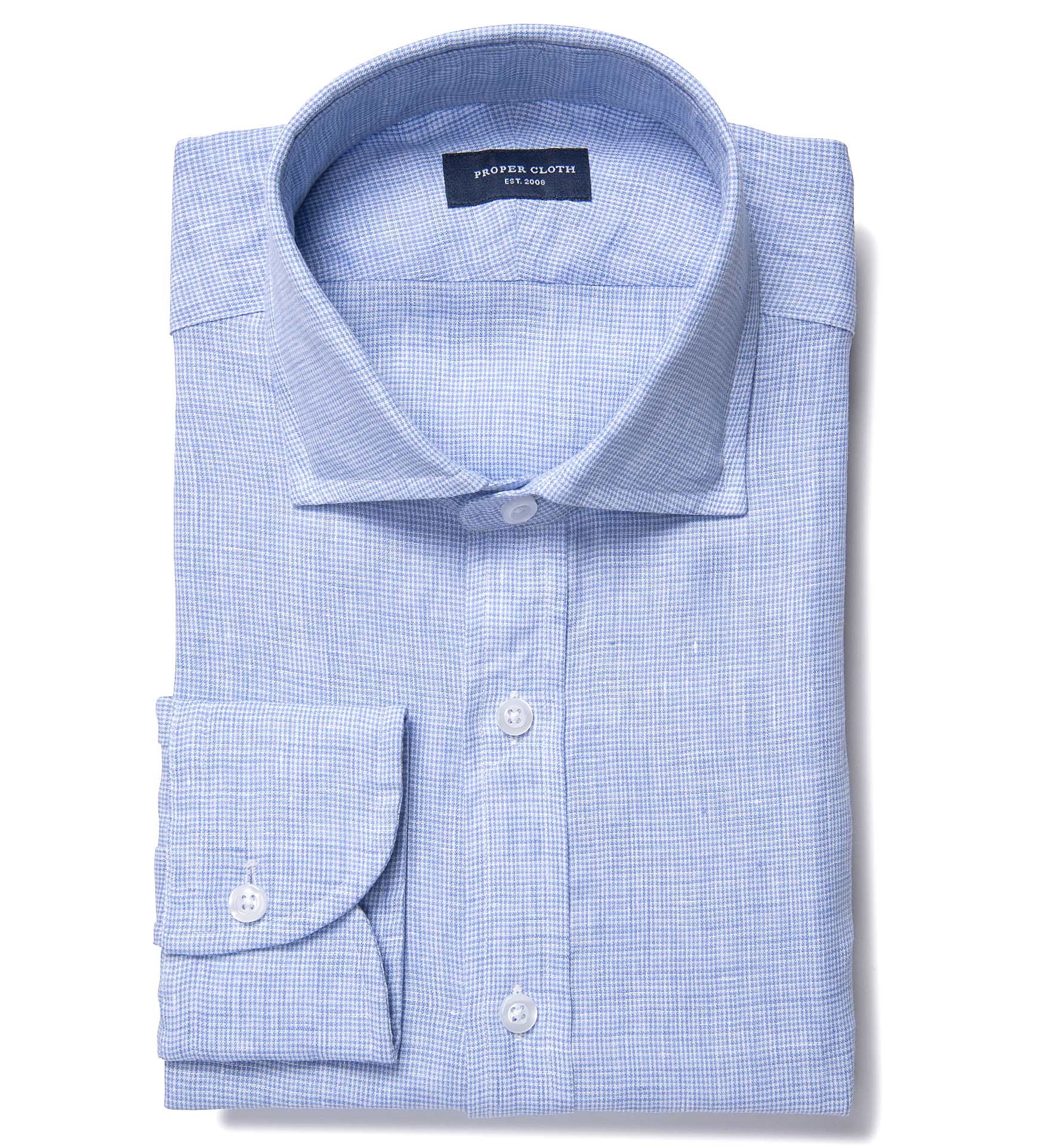 Grandi and Rubinelli Light Blue Houndstooth Linen Custom Made Shirt by ...
